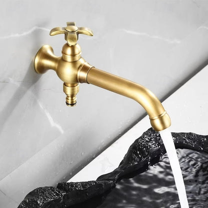 Vintage Wall-Mount Single Cold Faucet, Single-Handle Rotatable Spout Faucet