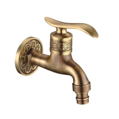 Vintage Brass Wall-Mount Utility Faucet, Single-Cold Laundry Tap with Quick Connector, Antique Brass / Polished Gold