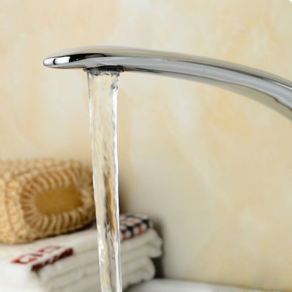 High Arc Chrome Bathroom Faucet, Modern Single-Hole Single-Handle Brass Faucet