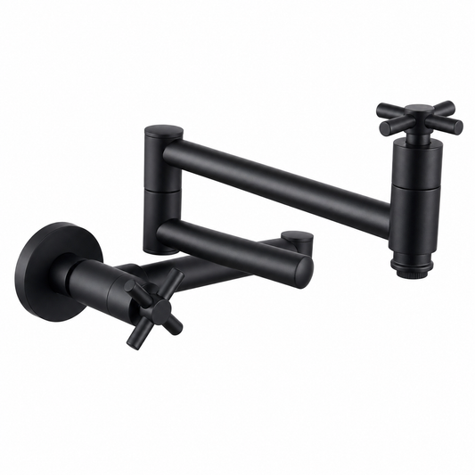 Wall-Mount Single Hole Commercial Pot Filler Faucet, Matte Black