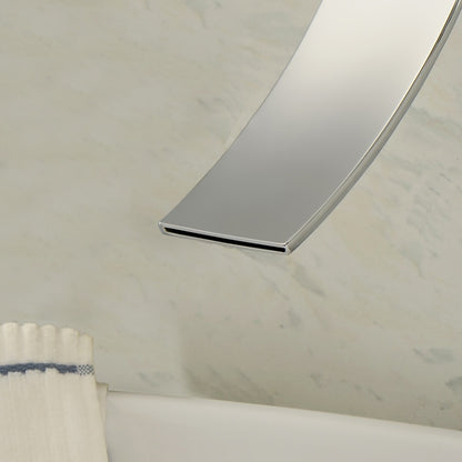 Waterfall Chrome Modern Bathroom Faucet, Wall-Mount Single-Handle Faucet