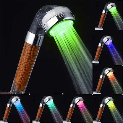 LED Temperature-Sensitive ABS Hand Shower, Contemporary Water-Powered Rainfall Shower