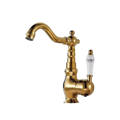 Vintage Single-Hole Bathroom Sink Faucet, 360-Degree Swivel Spout Brass Faucet, Chrome / Polished Gold / Antique Brass