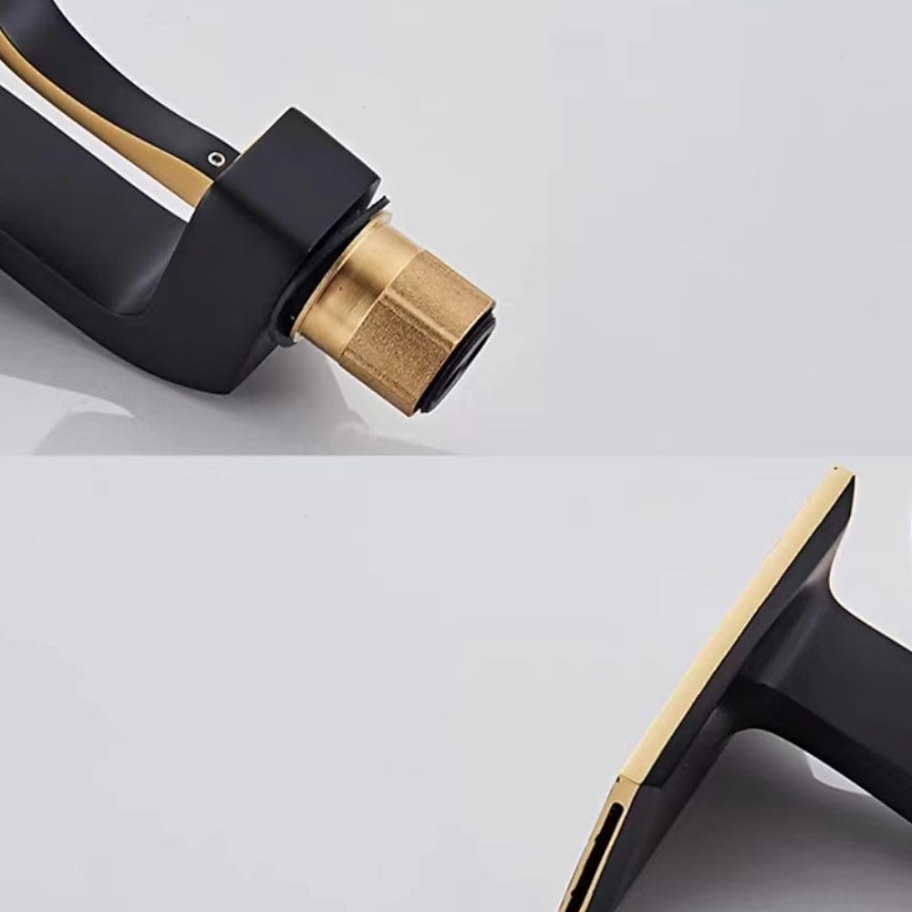 Waterfall Single-Hole Bathroom Faucet, Single-Handle Faucet with Pop-Up Drain