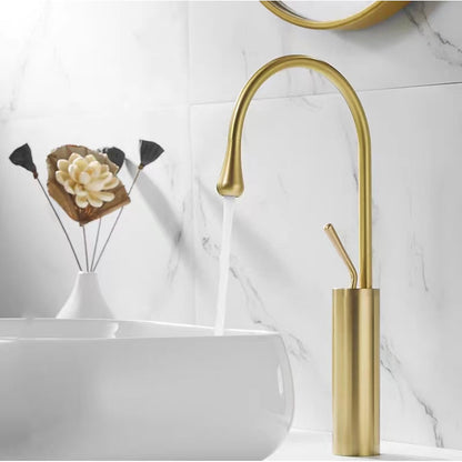 Rotatable High Arc Vessel Sink Faucet, Single-Hole Single-Handle Brass Faucet