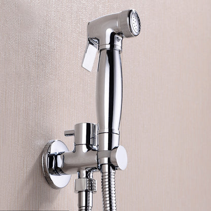 Chrome Contemporary Wall-Mount Handheld Bidet Sprayer, Single-Handle Brass Faucet with Hose