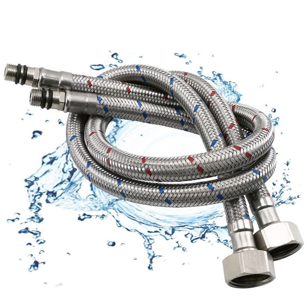 Lagomel faucet connector in stainless steel, set in a Contemporary bathroom