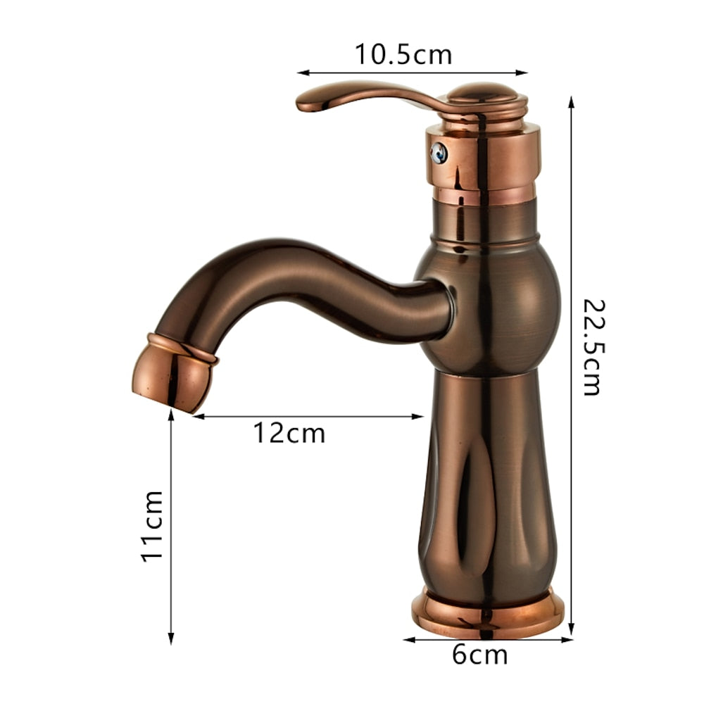 Single-Handle Bathroom Sink Faucet, Vintage Single-Hole Deck-Mount Basin Faucet, Oil-Rubbed Bronze / Matte Black / Brushed Nickel / Chrome / Polished Gold