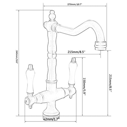 360-Degree Swivel High Arc Brass Faucet, Traditional Single-Hole Two-Handle Bathroom Faucet, Chrome / Matte Black / Antique Brass