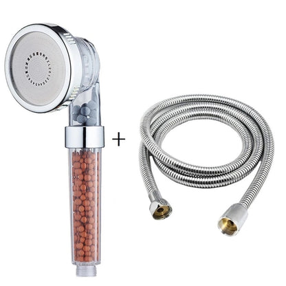 Filtered High-Pressure Handheld Shower Head, 3-Mode Spray Showerhead, Silver / Multi