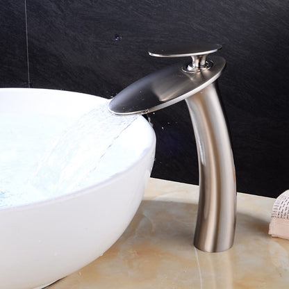 Modern Waterfall Vessel Bathroom Faucet, Single-Hole Single-Handle Faucet