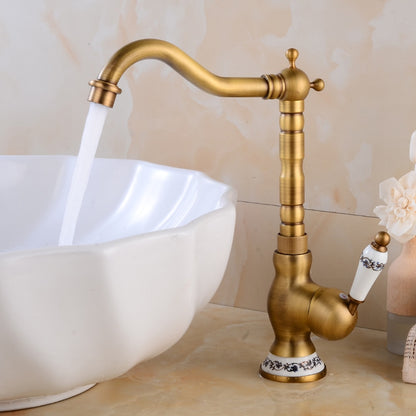 Vintage Ceramic Single-Handle Vessel Faucet, High Arc Swivel Bathroom Faucet, Antique Brass / Chrome / Polished Gold