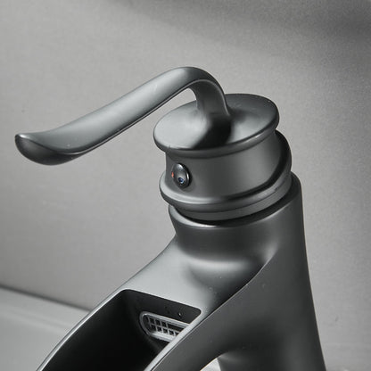 Waterfall Bathroom Faucet, Modern Single-Handle Brass Basin Faucet, Brushed Nickel / Matte Black