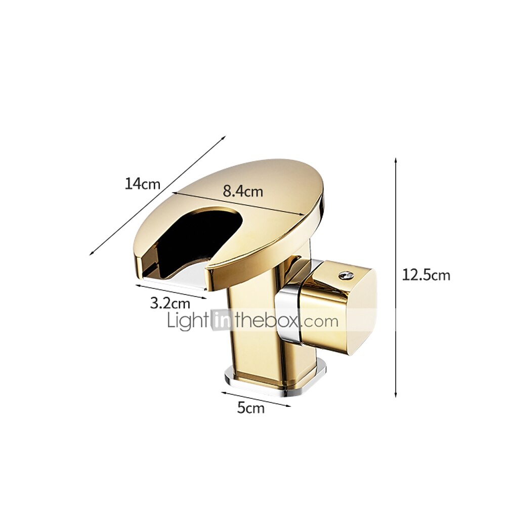 LED Waterfall Bathroom Faucet, Single-Handle Deck-Mount Faucet, Matte Black / Chrome / Polished Gold / Matte White