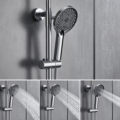 Thermostatic Wall-Mount Shower System, Multi-Function Rainfall Faucet with Handheld Shower, Chrome / Gunmetal
