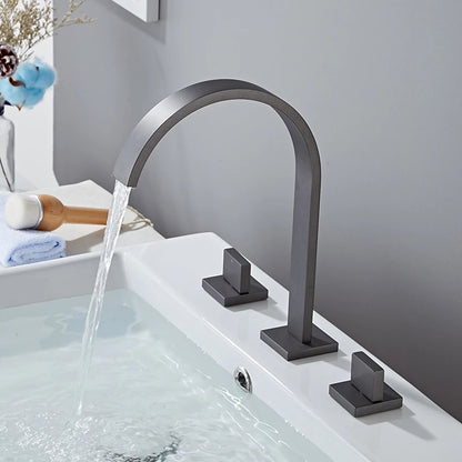 High-Arc Widespread Bathroom Faucet, 3-Hole Dual-Handle Faucet, Brushed Gold / Chrome / Matte Black / Brushed Nickel / Gunmetal / Polished Gold