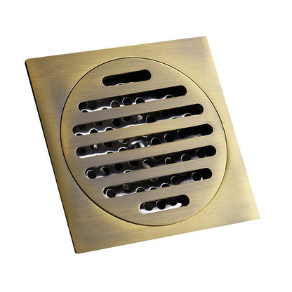 Rainfall Antique Brass Shower Faucet, Wall-Mount Single-Handle Shower System with Rough-In Valve / Floor Drain
