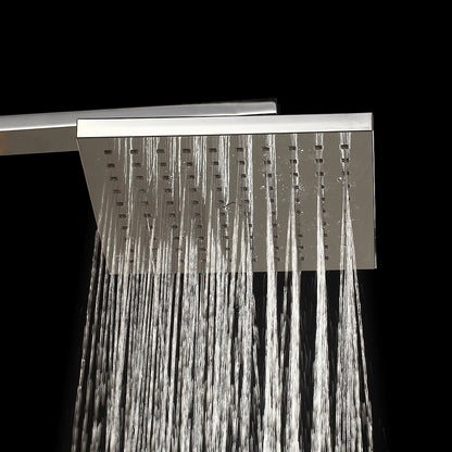 Chrome Contemporary Square Rainfall Shower Head, Wall-Mount Swivel Shower Head