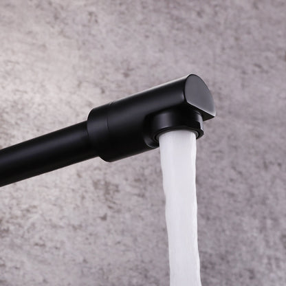 Foldable Dual-Joint Pot Filler Kitchen Faucet, Deck-Mount Single-Hole Two-Handle Faucet, Matte Black / Brushed Nickel