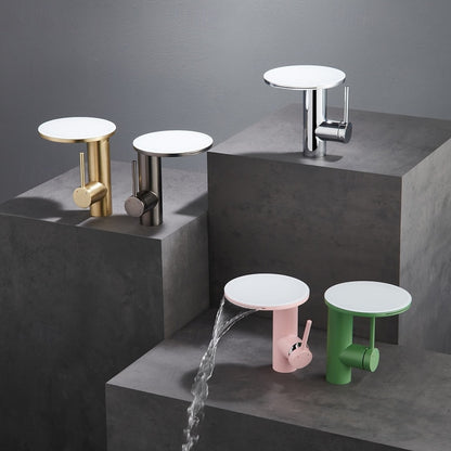 Modern Single-Hole Waterfall Bathroom Faucet, Swivel Stainless Steel Single-Handle Faucet, Chrome / Brushed Gold / Matte White / Gunmetal / Painted / Powder Coated