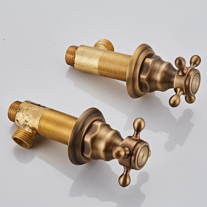 Traditional Antique Brass Widespread Bathroom Faucet, Dual Cross Handle Sink Faucet