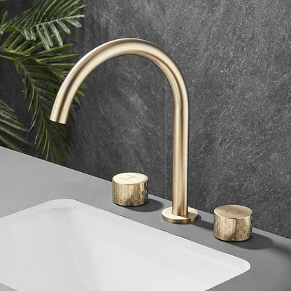 Swivel Spout 3-Hole Widespread Bathroom Sink Faucet, Dual-Handle Brass Faucet, Brushed Gold / Gunmetal / Matte Black / Chrome