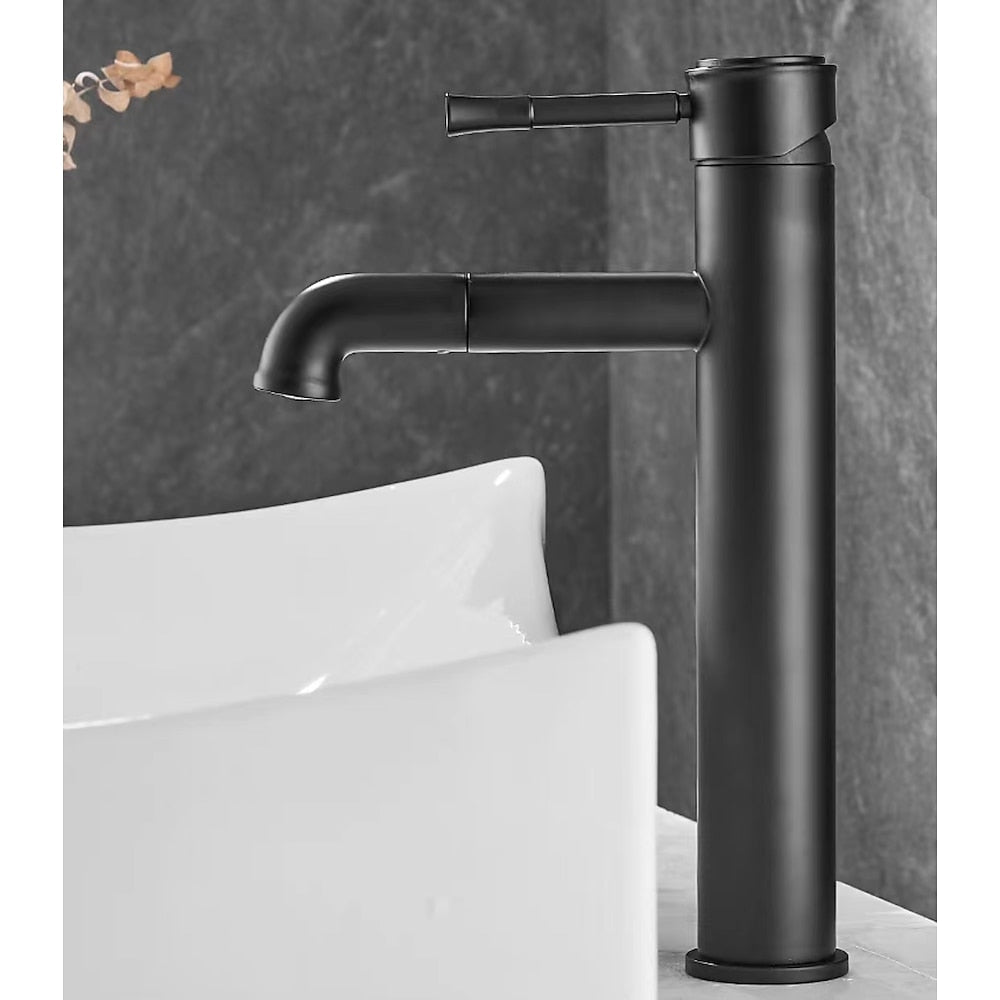 Vintage Tall Vessel Sink Faucet, Single-Handle Single-Hole Bathroom Faucet, Antique Brass / Matte Black