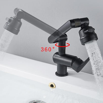 Height-Adjustable Modern Bathroom Sink Faucet, Single-Hole Swivel Spout Faucet, Matte Black / Chrome