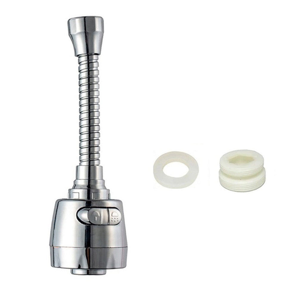 Chrome 360-Degree Swivel Flexible Faucet Extender, Dual-Mode Spray Faucet Aerator