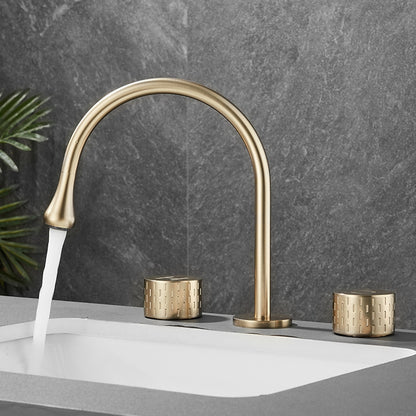 360-Degree Swivel Modern Bathroom Sink Faucet, 3-Hole Widespread Brass Faucet, Gunmetal / Matte Black / Brushed Gold / Chrome