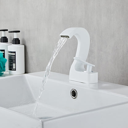 Waterfall Single-Hole Bathroom Faucet, Single-Handle Brass Faucet