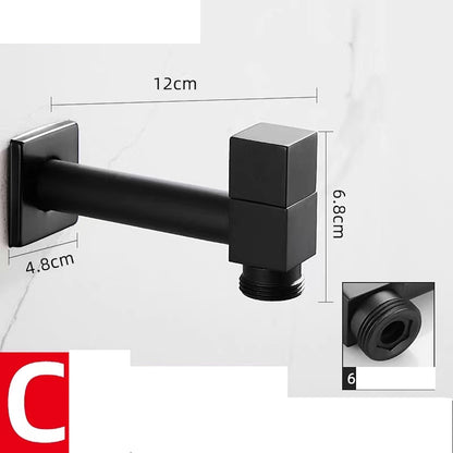 Modern Wall-Mount Single Cold Faucet, Solid Brass Washing Machine Faucet, Matte Black / Chrome
