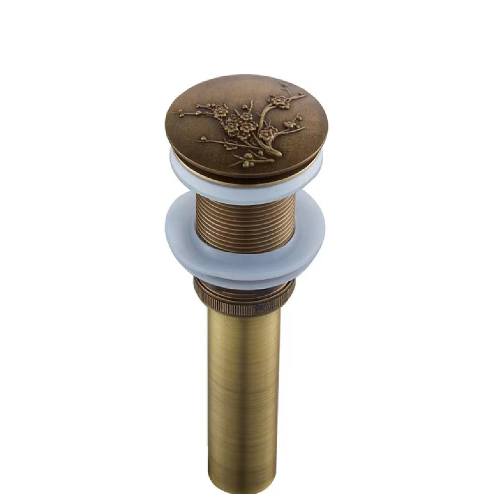 Antique Brass Pop-Up Drain Assembly, Solid Brass Bathroom Vessel Vanity Sink Stopper