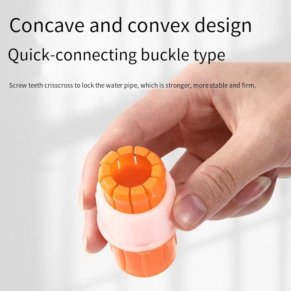 Orange Plastic Garden Hose Tap Connector Set, 5-Piece Quick Connect Faucet Adapters
