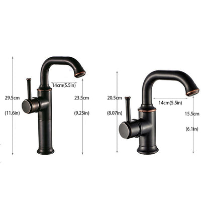 360-Degree Swivel Vintage Bathroom Faucet, Single-Hole Single-Handle Faucet, Antique Brass / Matte Black