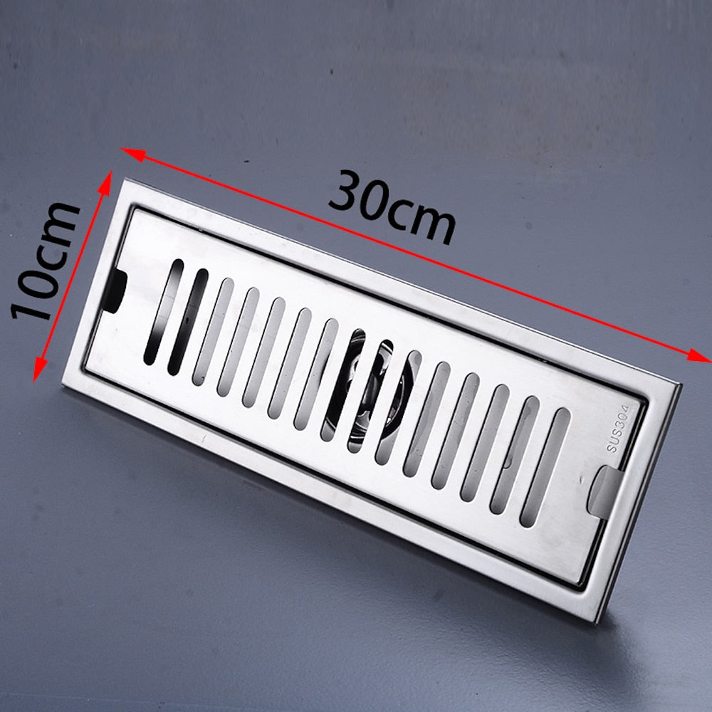 Modern Stainless Steel Linear Floor Drain, Rectangle Bathroom Shower Floor Grate Drain