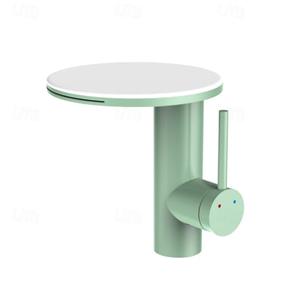 Modern Single-Hole Waterfall Bathroom Faucet, Swivel Stainless Steel Single-Handle Faucet, Chrome / Brushed Gold / Matte White / Gunmetal / Painted / Powder Coated