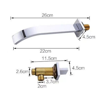 Chrome Modern Waterfall Bathroom Faucet, Wall-Mount 3-Hole Double-Handle Faucet