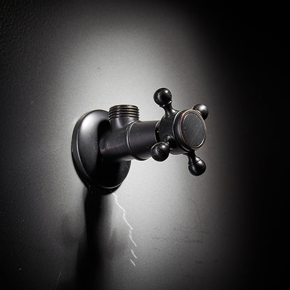 Retro Carved Brass Angle Valve, Wall-Mount Water Shut-Off Valve, Antique Brass / Matte Black / Polished Gold