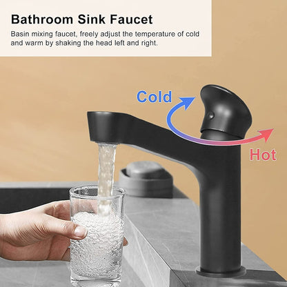 Modern Waterfall Bathroom Faucet, Single-Hole Brass Single-Handle Faucet, Matte Black / Matte White / Gunmetal / Chrome / Brushed Gold