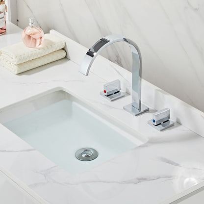 High-Arc Widespread Bathroom Faucet, 3-Hole Dual-Handle Faucet, Brushed Gold / Chrome / Matte Black / Brushed Nickel / Gunmetal / Polished Gold