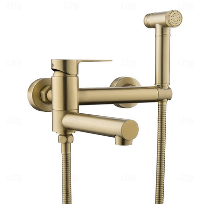 Modern Wall-Mounted Bidet Faucet, Single-Handle Bathroom Bidet Spray Faucet with Handheld Sprayer, Matte Black / Chrome / Brushed Gold
