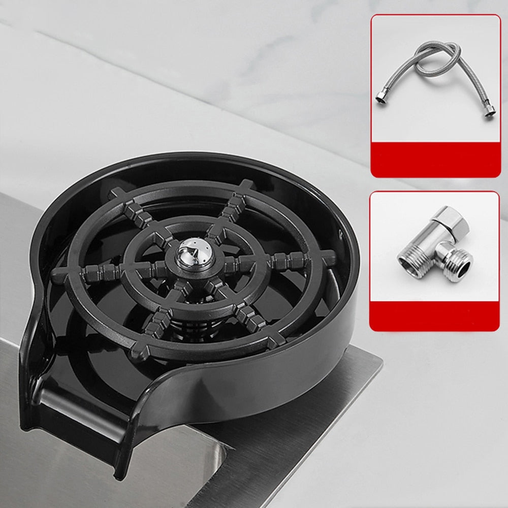 Deck-Mounted Kitchen Sink Glass Rinser, Quick Spray Glass Rinser, Matte Black / Chrome / Gunmetal / Stainless Steel