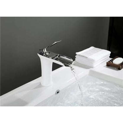 Waterfall Bathroom Sink Faucet, Single-Handle Brass Faucet