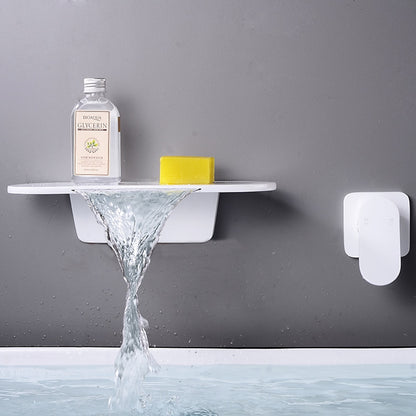 Waterfall Wall-Mount Bathroom Faucet, Single-Handle Brass Sink Faucet, Matte Black / Matte White