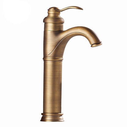 Traditional Single-Handle Brass Bathroom Faucet, Single-Hole Deck-Mounted Faucet, Antique Brass / Oil-Rubbed Bronze / Polished Gold