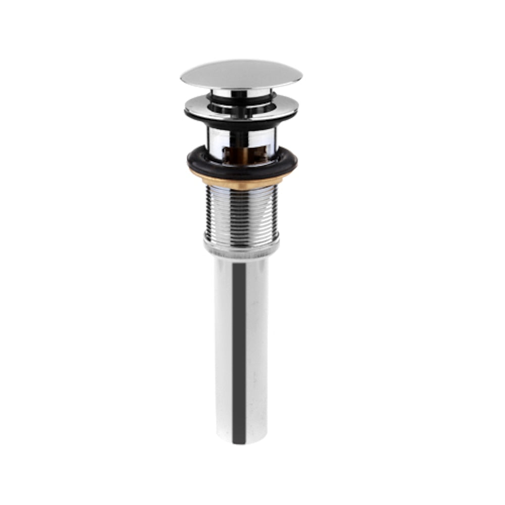 Pop-Up Sink Drain with Overflow, Contemporary Brass Basin Drain, Chrome / Brushed Nickel / Oil-Rubbed Bronze / Antique Brass