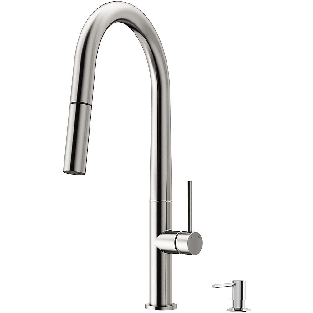Pull-Down Kitchen Faucet, High Arc Single-Handle Brass Faucet, Matte Black / Matte White / Brushed Gold / Brushed Nickel
