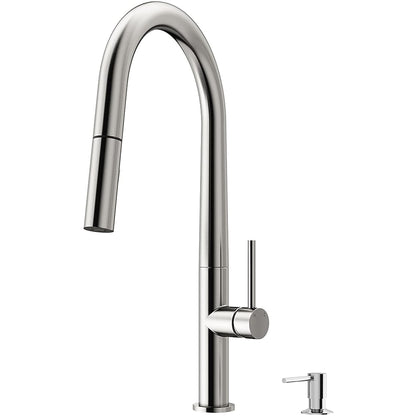 Pull-Down Kitchen Faucet, High Arc Single-Handle Brass Faucet, Matte Black / Matte White / Brushed Gold / Brushed Nickel
