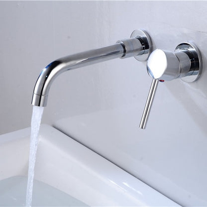 Rotatable Spout Wall-Mount Bathroom Faucet, Single-Handle Brass Basin Tap, Chrome / Matte Black / Brushed Gold